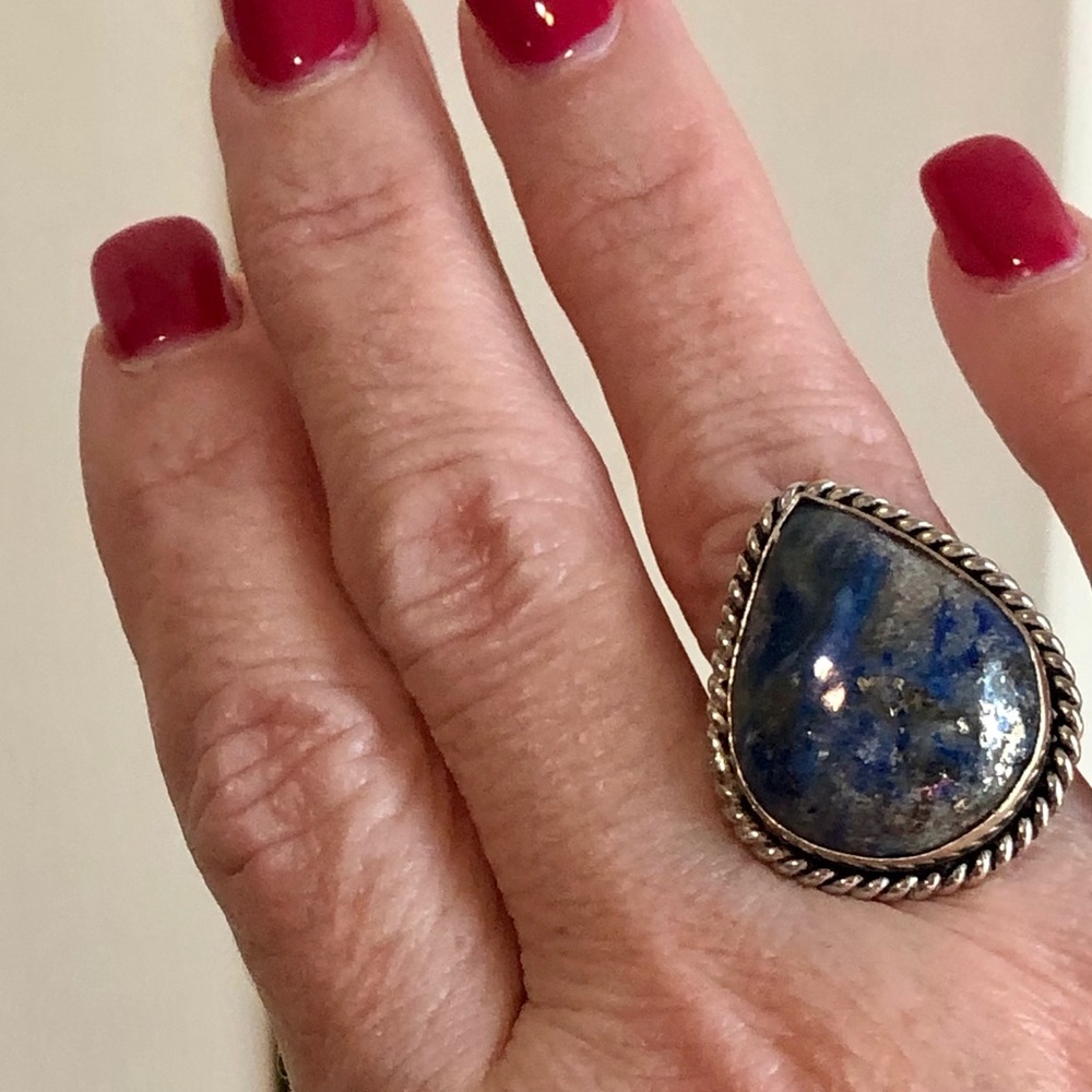 Size 7 Tear Drop Sodalite Stone and SterlingSilver - Picture 9 of 10